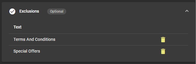 Exclusion Table Example